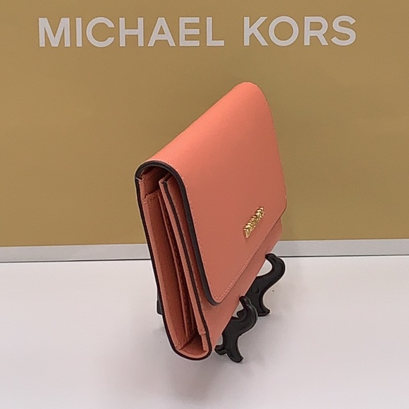 MICHAEL KORS JET SET TRAVEL LARGE TRIFOLD WALLET SHERBERT COLOR - Picture 2 of 16